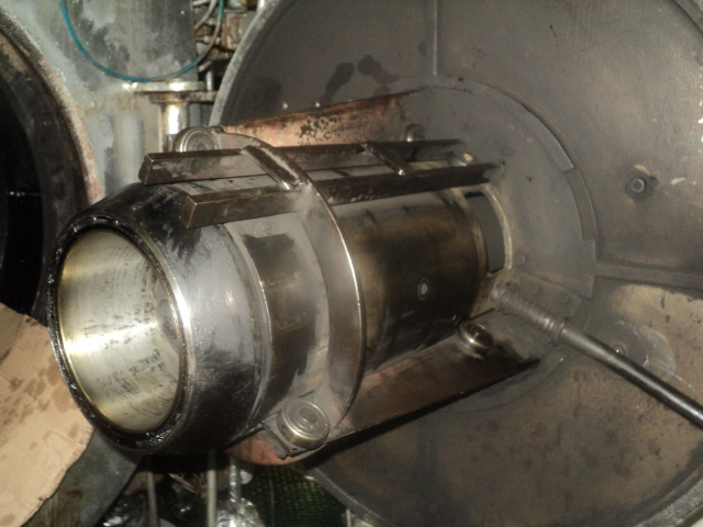 marine boiler burner front view showing combustion system onboard ship