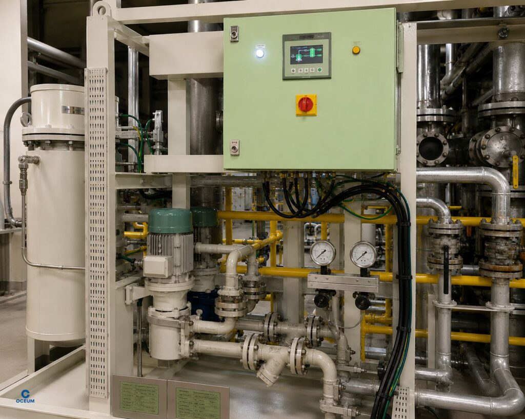 Lubricating oil preheating and circulation unit installed onboard